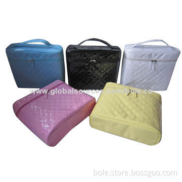 PVC Cosmetic Bags with Quilting Decoration and Can be Customized by Clients' Logos and Colors